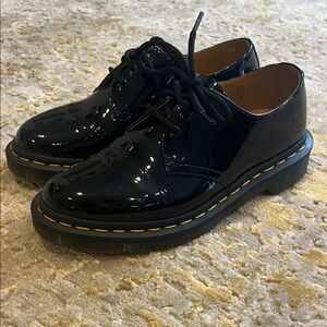 Dr. Martens Black Patent Leather Mules